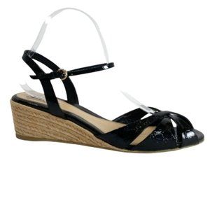 Gucci 40.5/US Black Espadrille Wedge Sandals S2-19